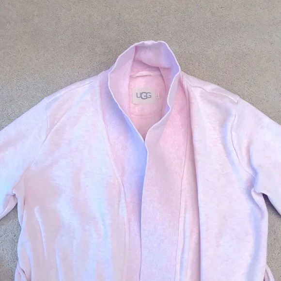 UGG Duffield Light Pink Belted Robe Housecoat Womens Medium Pockets Cotton - Picture 7 of 12